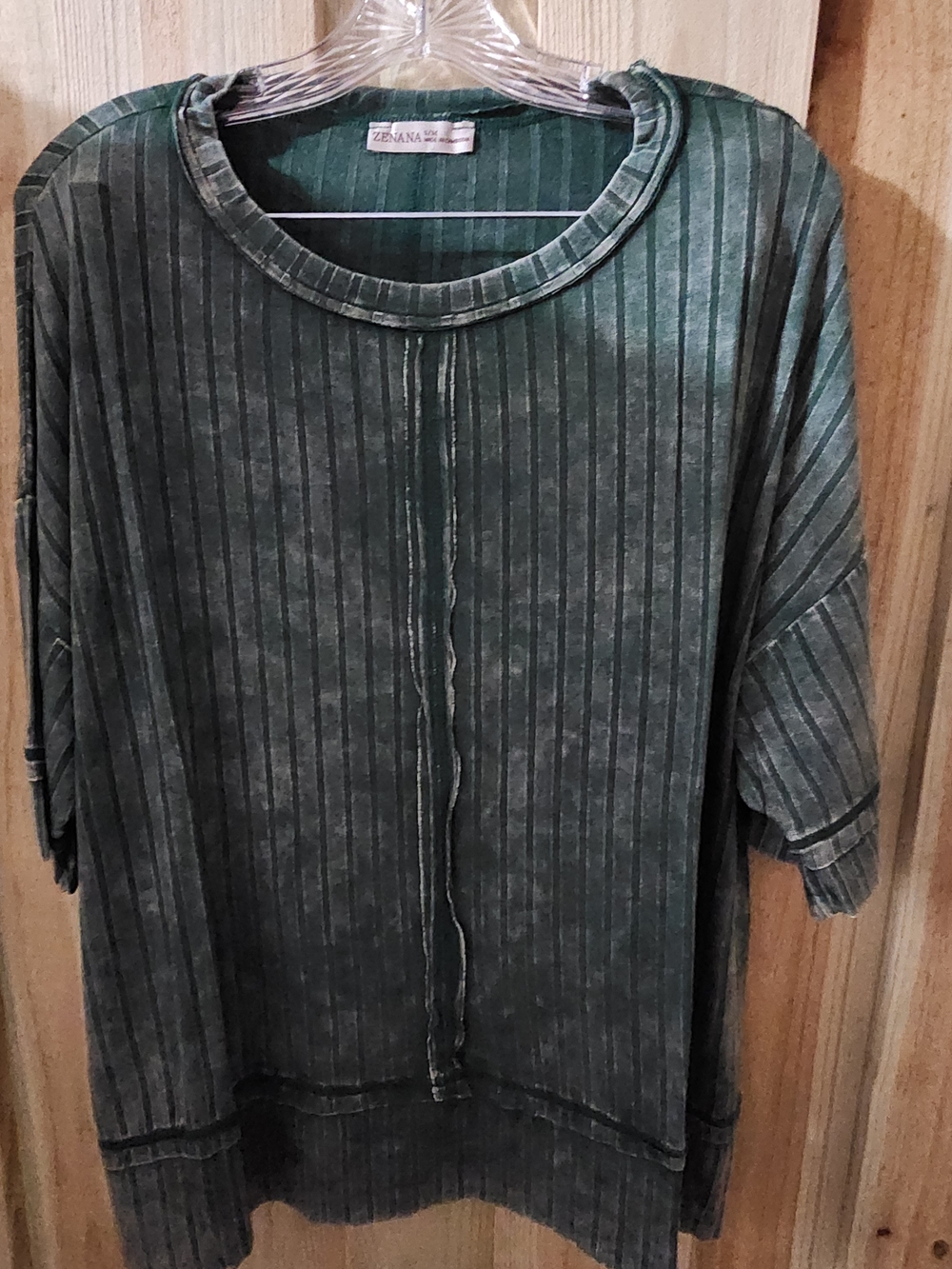Zenana Outfitters Dark Green Ribbed Scoop Neck Tunic. Oversized. NWT